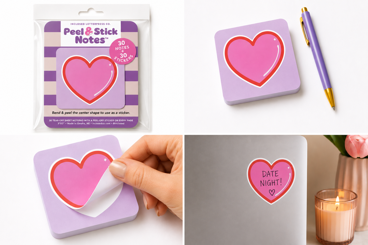 Heart Peel & Stick Notes | Notepad with Removable Stickers