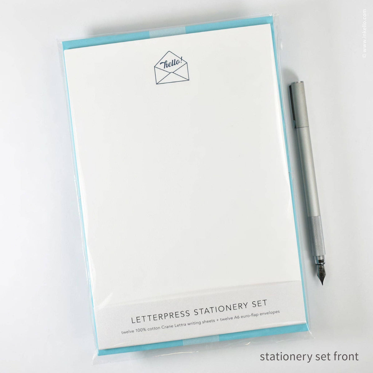 Stationery Set with Navy "Hello!" Script
