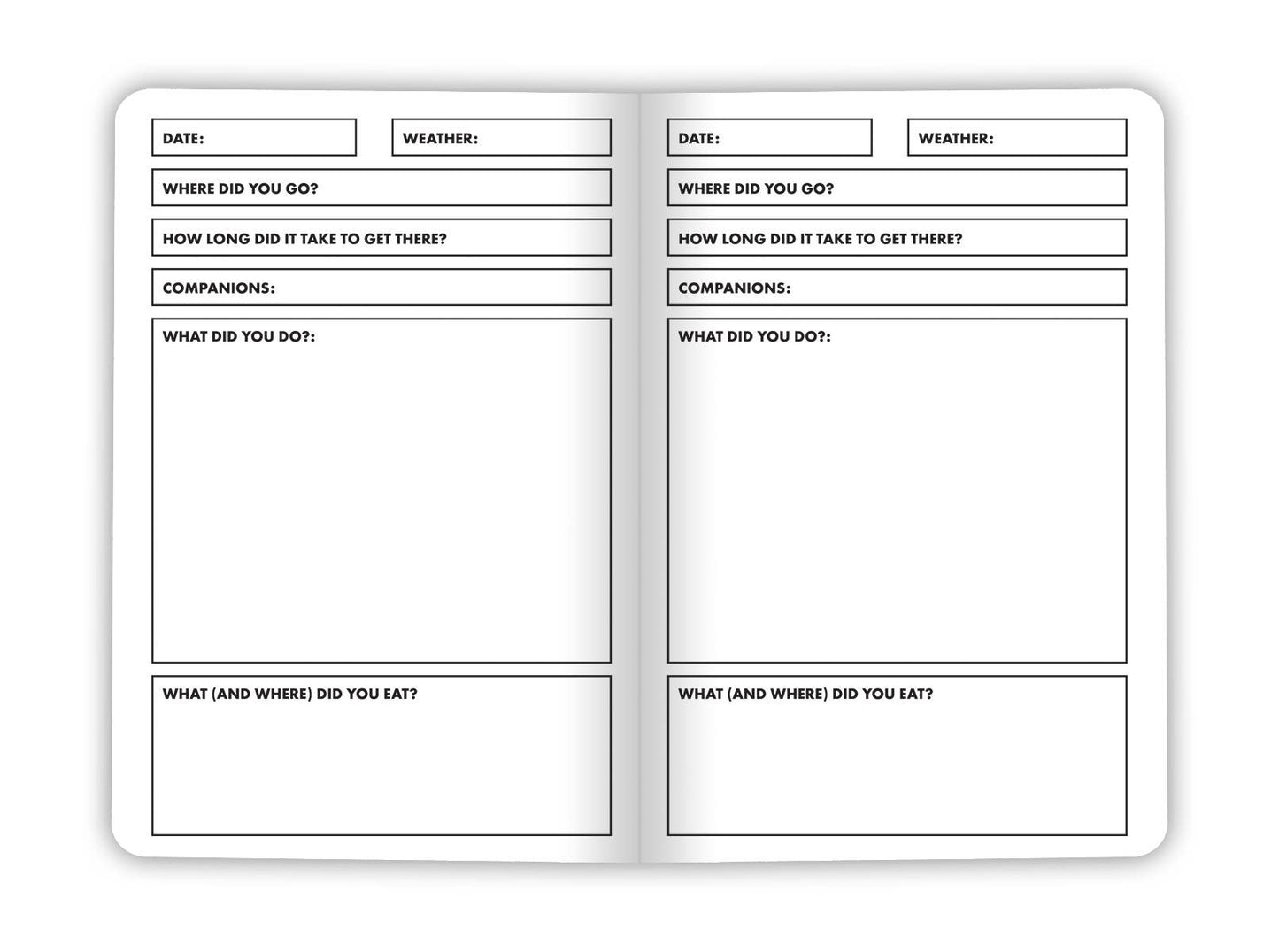 Daytrip Log Book - Two 20-page books Log Road Trip Adventure