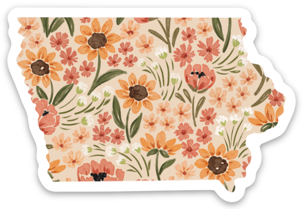 Iowa State Floral Sticker 3x2in.