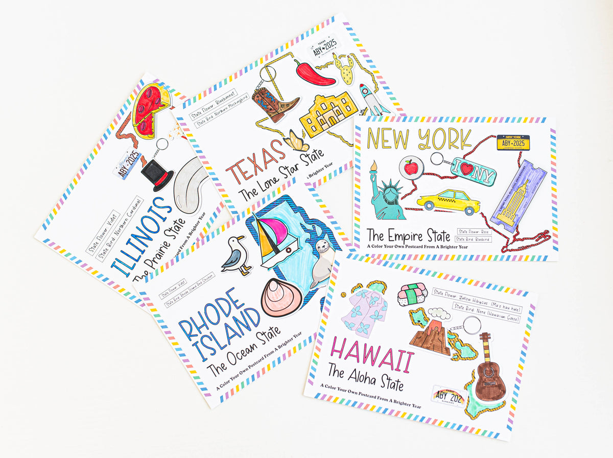 Color Your Own State Postcard Illinois