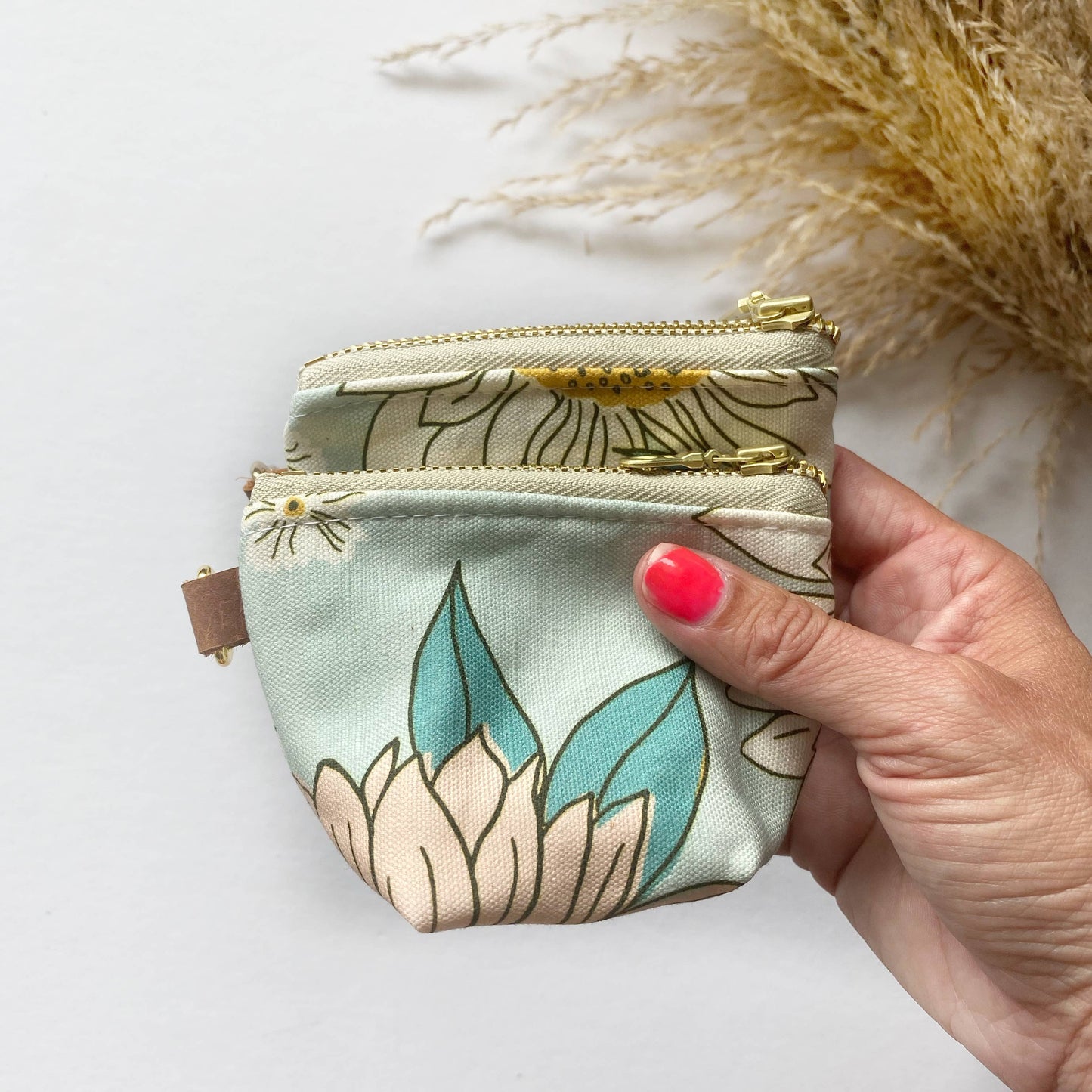 Boho Sunflower Aqua Itty Bitty Boxed Bottom Pouch