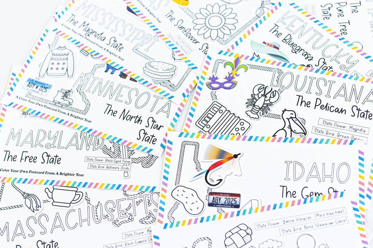 Color Your Own State Postcard Iowa