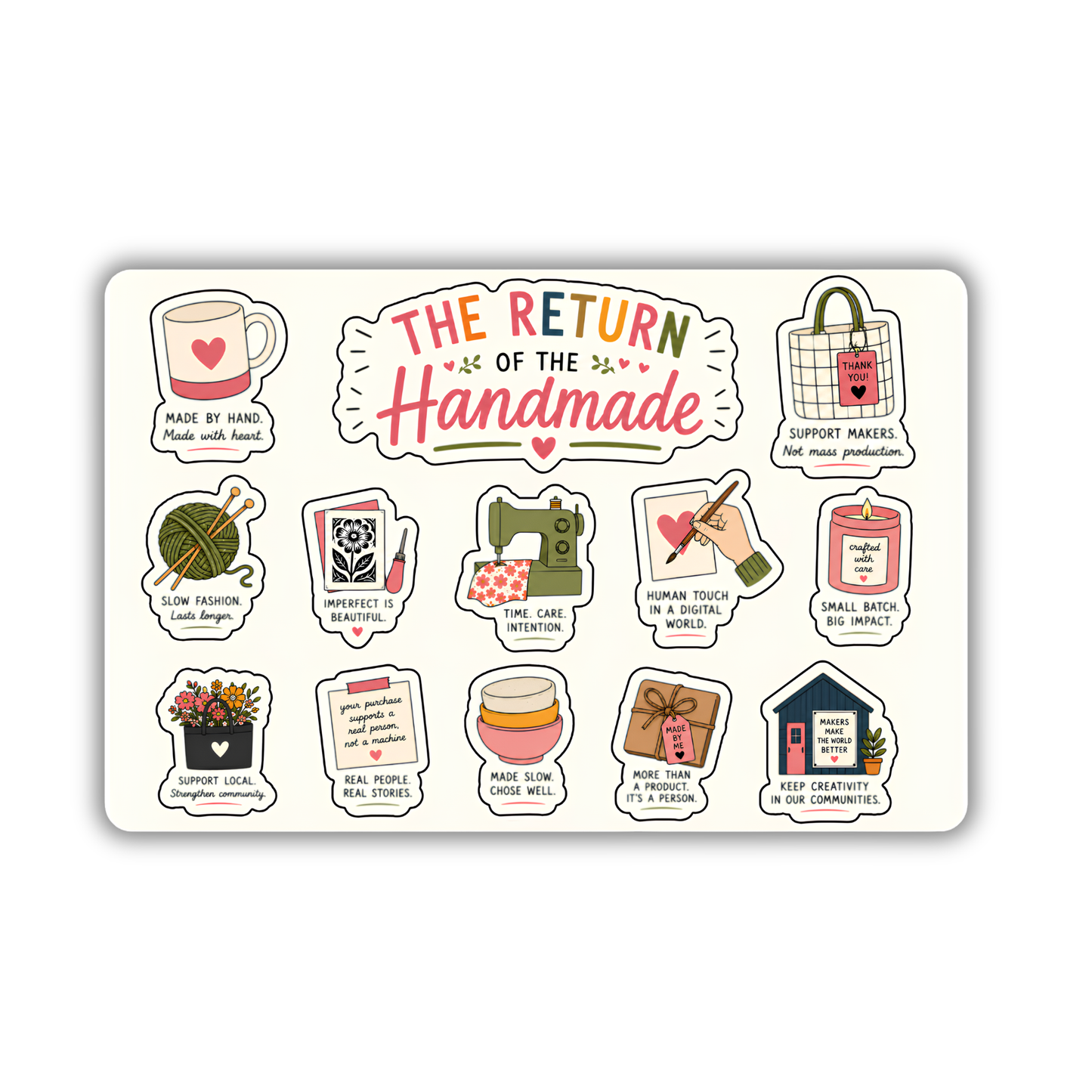 The Return of Handmade Sticker Sheet- Support Makers