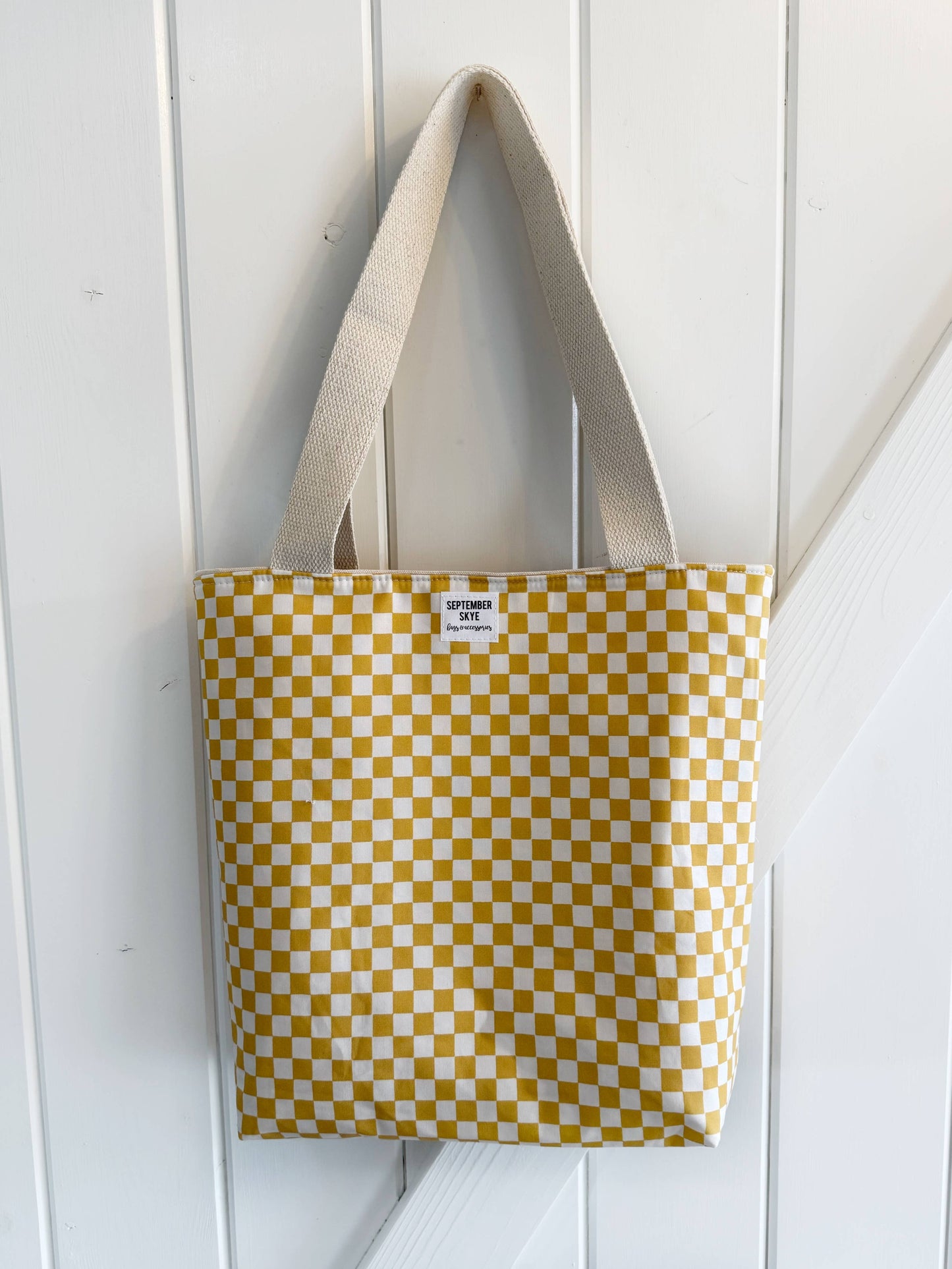 Everyday Market Tote-Mustard Check
