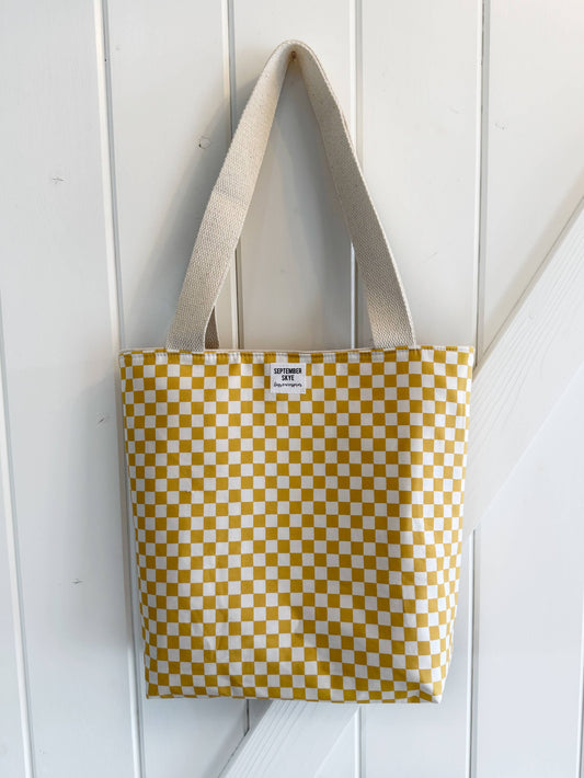 Everyday Market Tote-Mustard Check