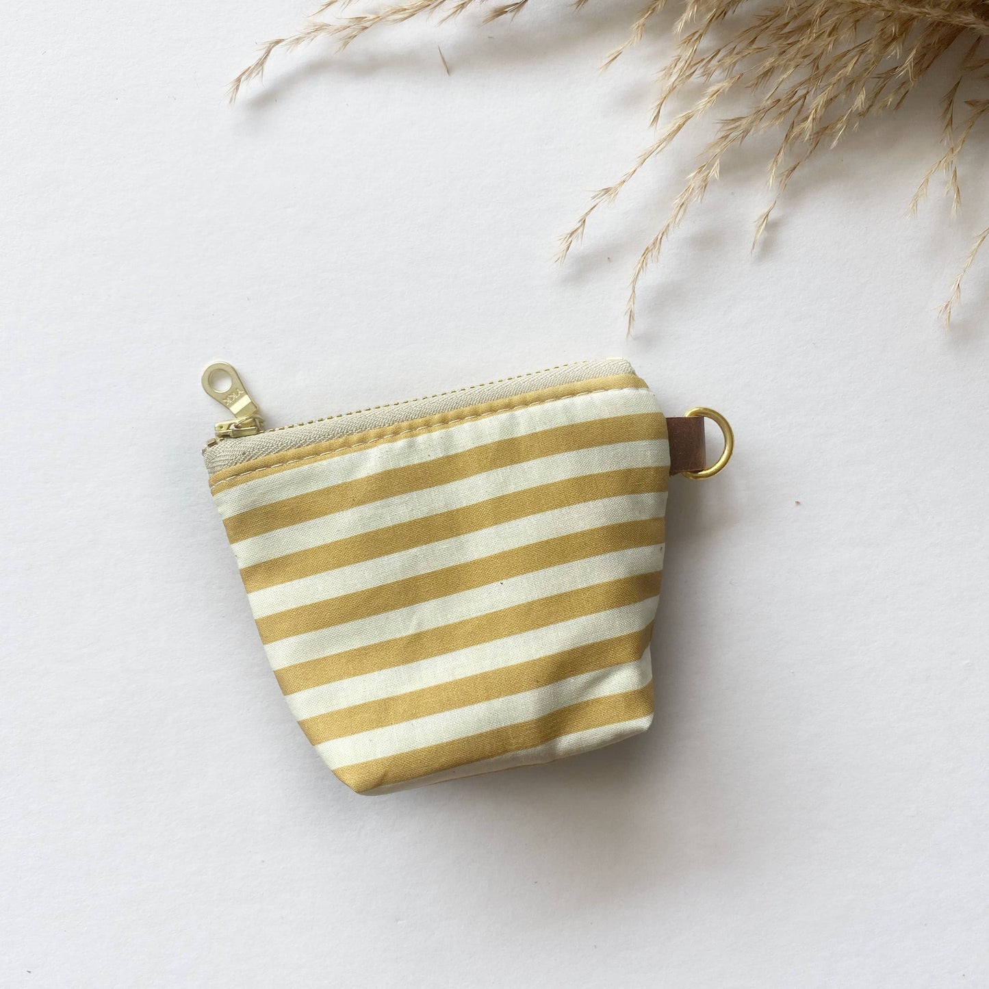 Mustard/White Stripe Itty Bitty Boxed Bottom Pouch