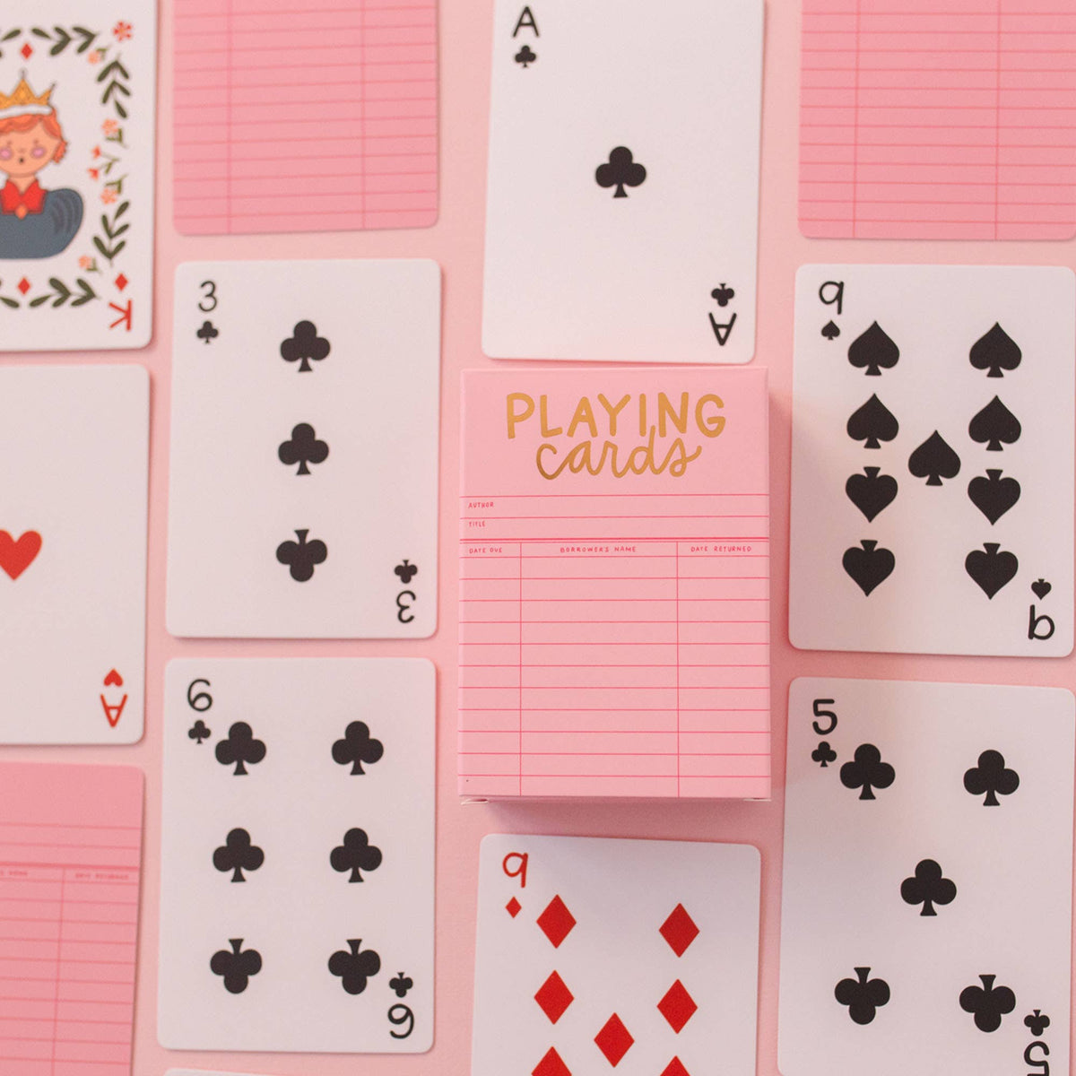 Pink Library Card Deck Of Playing Cards