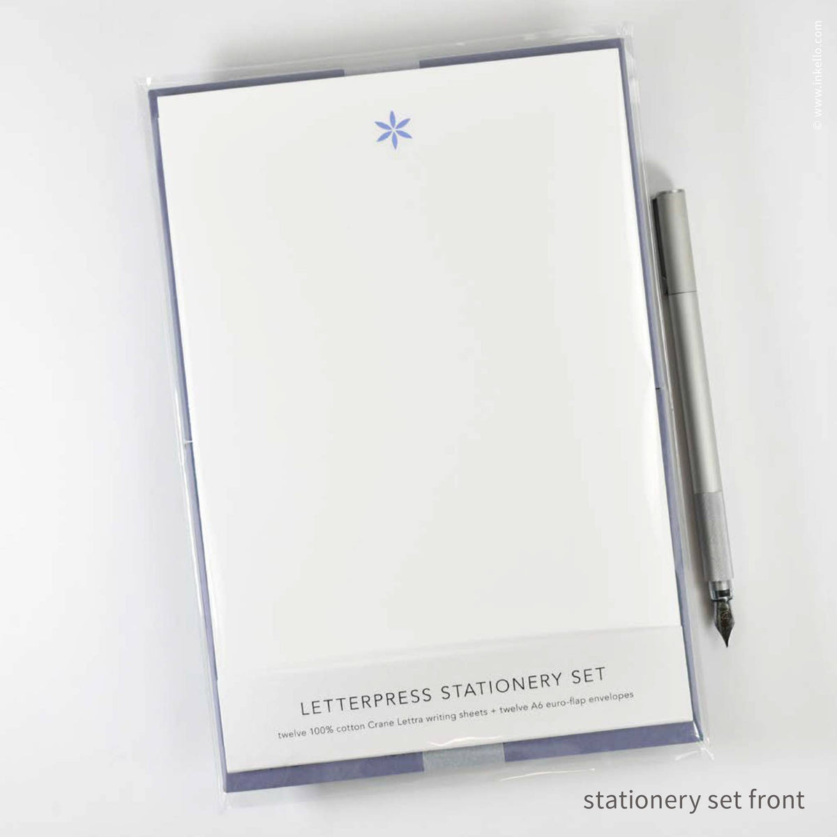 Stationery Set with Little Periwinkle Flower