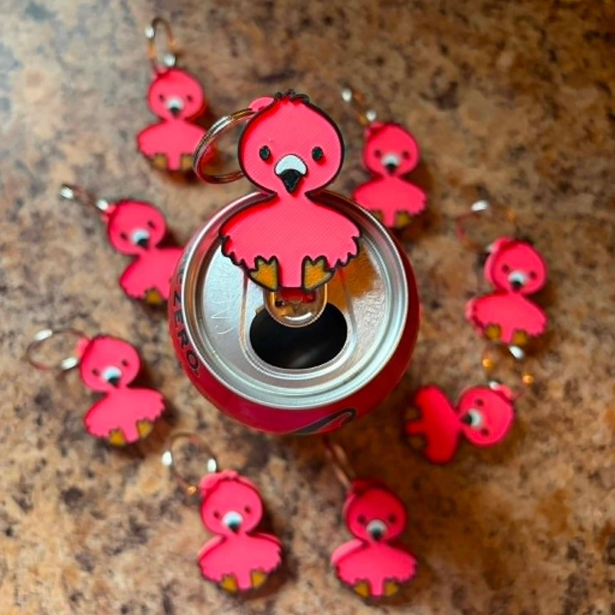 Flamingo Can Tab Opener Keychain