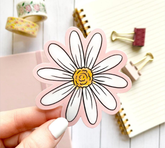 Pink Watercolor Daisy Sticker