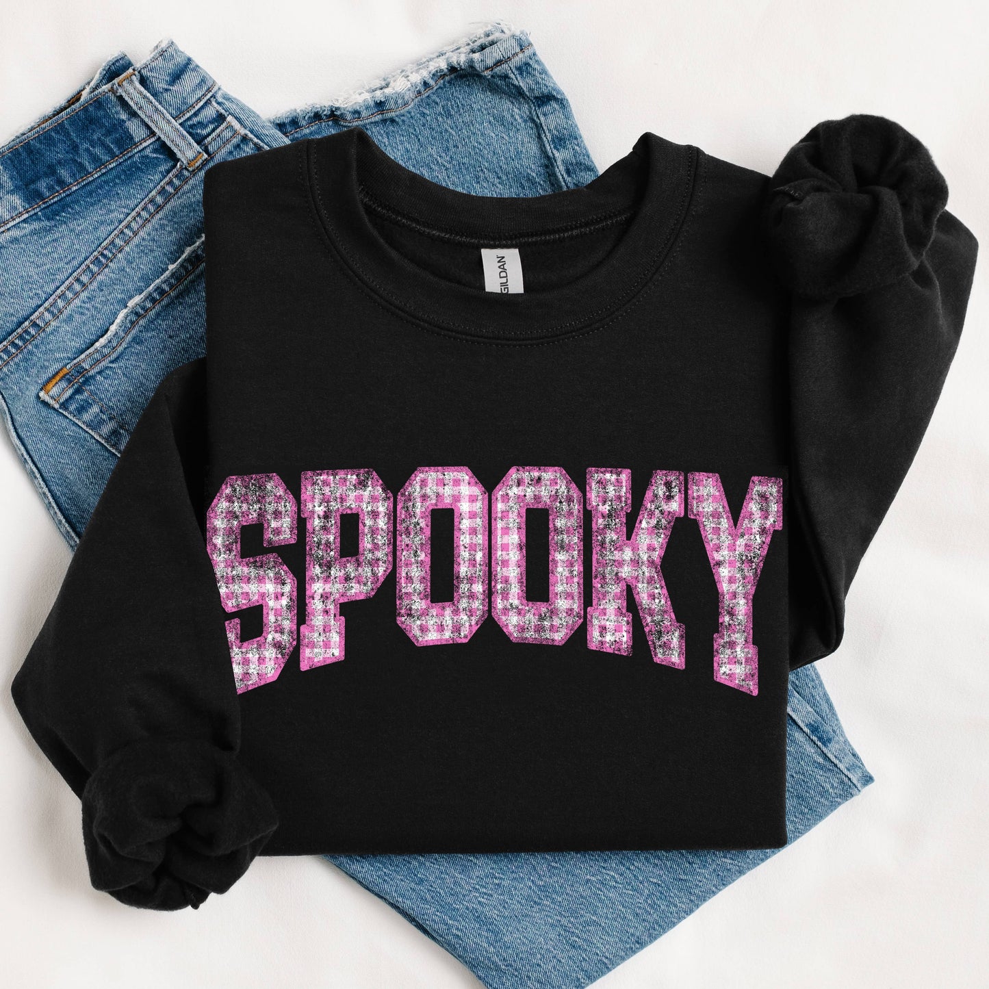 Spooky Gingham Sweatshirt | Halloween Graphic Crewneck