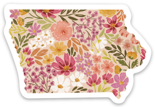 Iowa State Floral Sticker 3x2in.