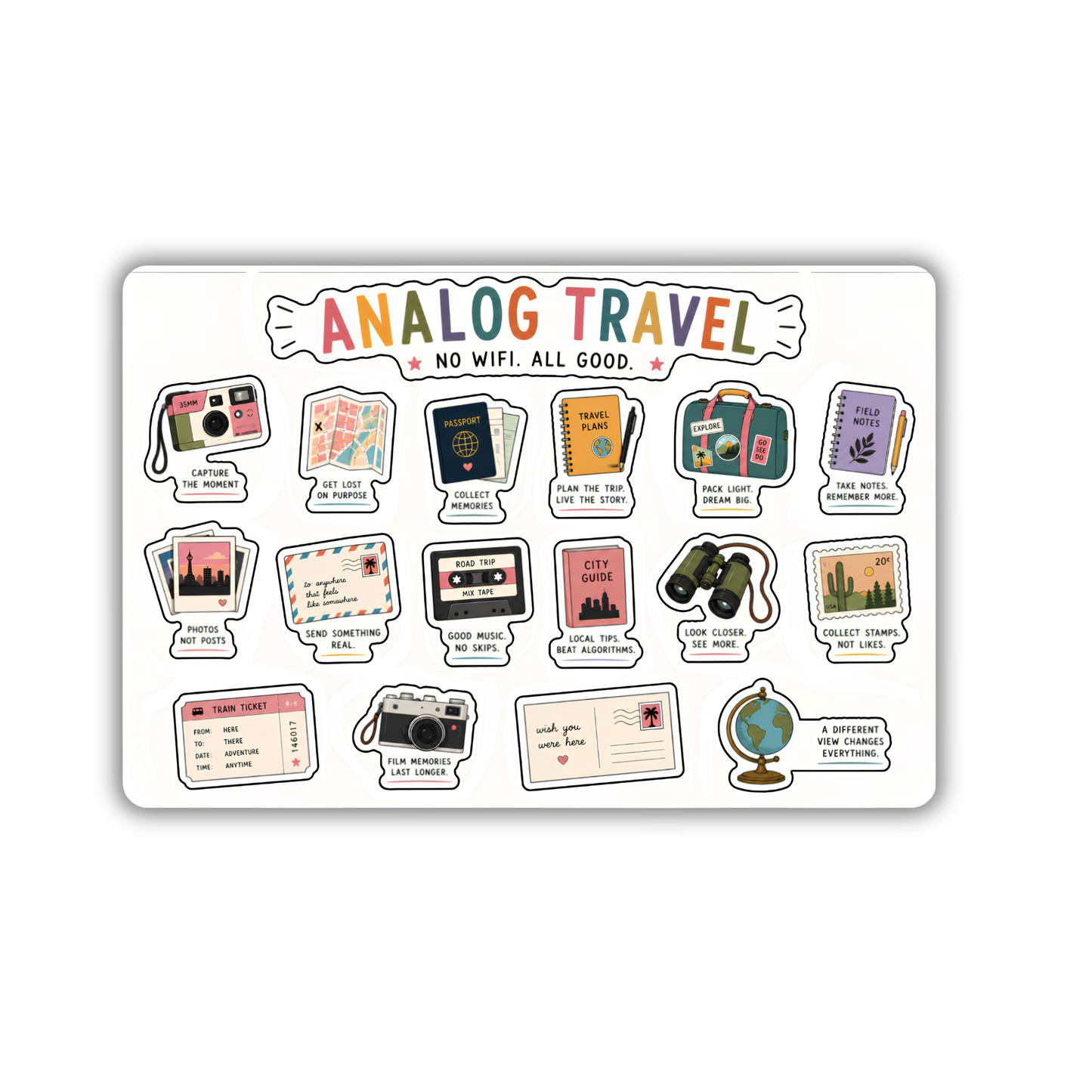 Analog Travel Sticker Sheet