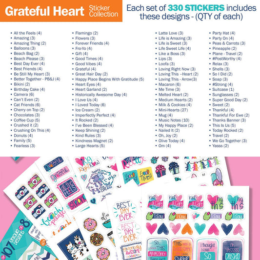Grateful Heart Stickers for Journaling