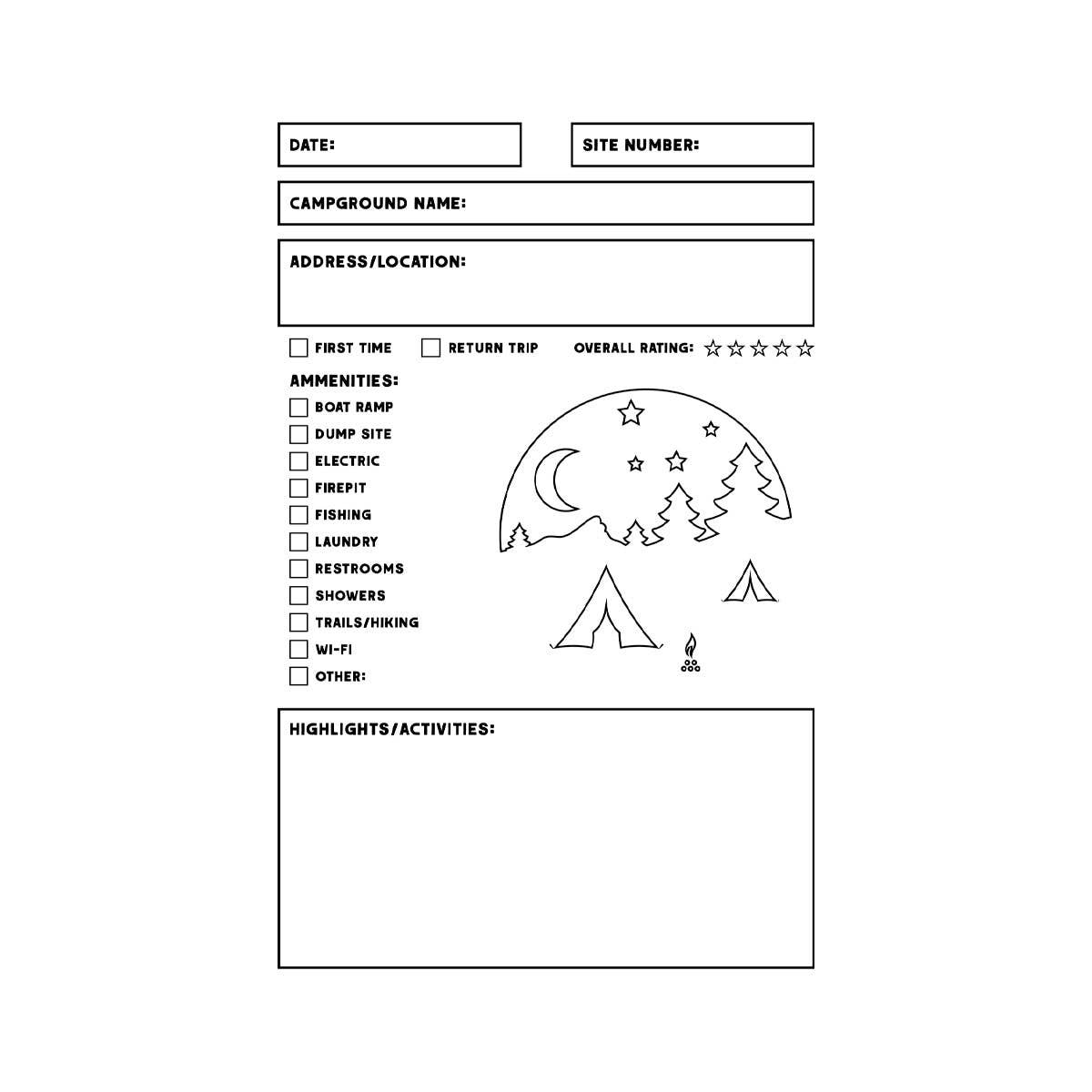 Camping Log Book - Two 20-pg books - Log Camping Adventures
