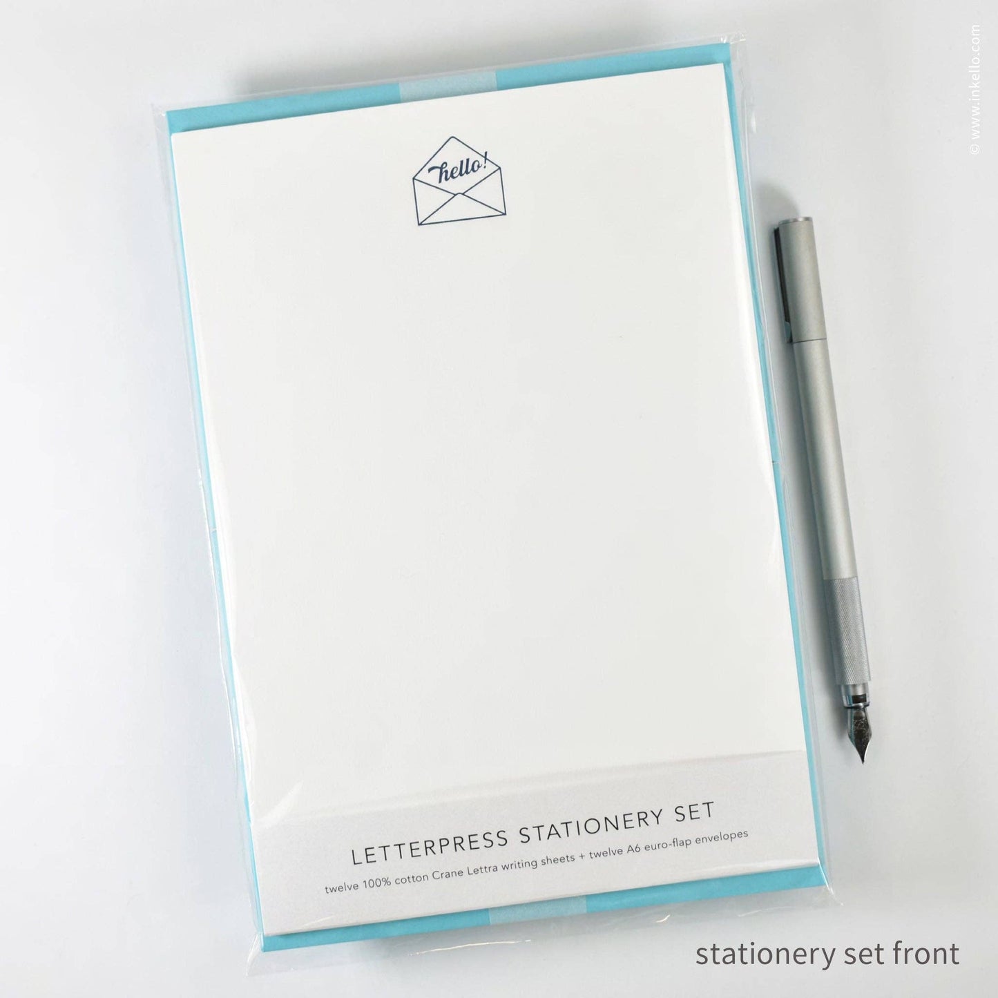 Stationery Set with Navy "Hello!" Script