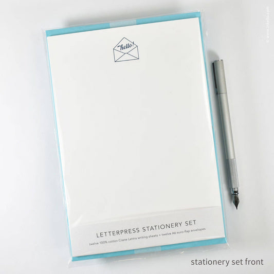 Stationery Set with Navy "Hello!" Script