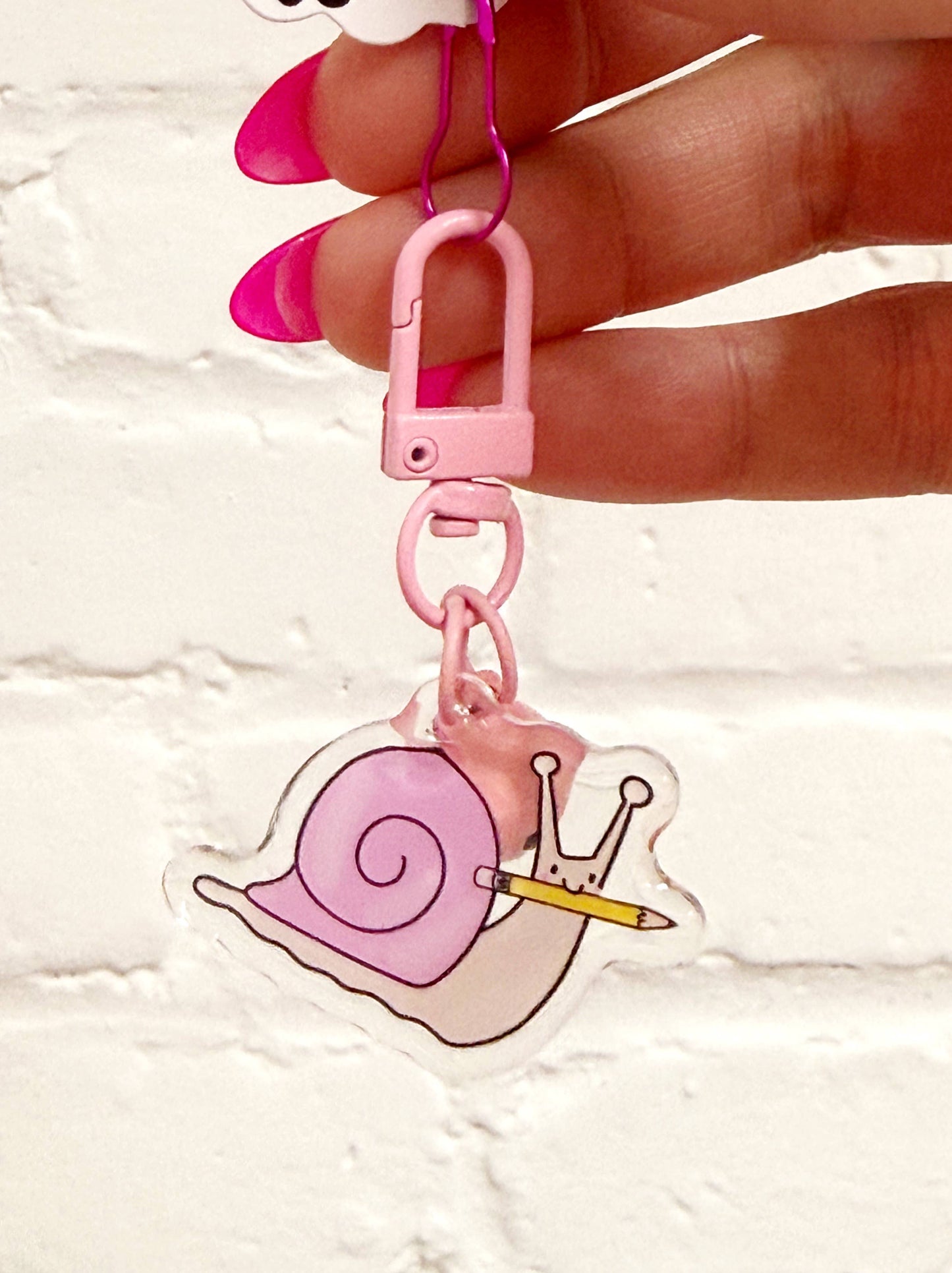 Snail & Pencil Mini Bag Charm