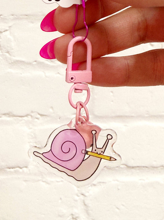 Snail & Pencil Mini Bag Charm