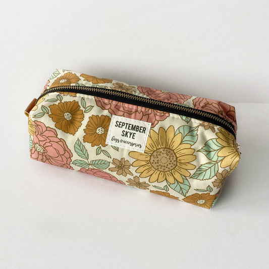 Boxy Pencil Pouch- vintage floral