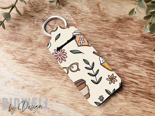 Coffee and Glasses Chapstick Holder Keychain