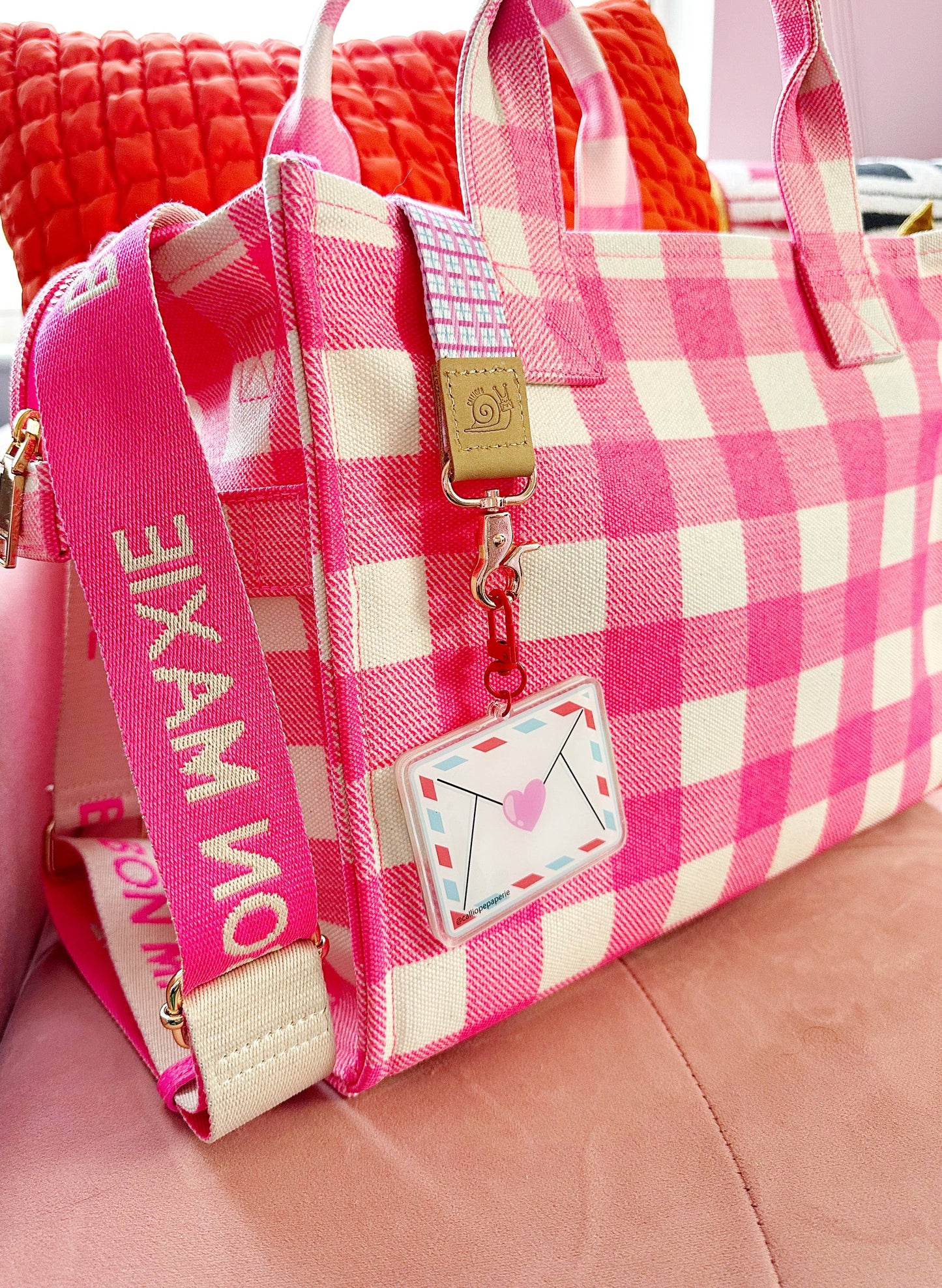 Pen Pal Envelope Confetti Shaker Keychain Bag Charm