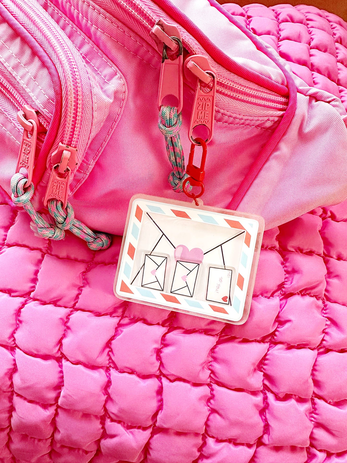 Pen Pal Envelope Confetti Shaker Keychain Bag Charm