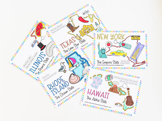 Color Your Own State Postcard Illinois
