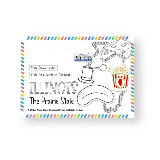 Color Your Own State Postcard Illinois