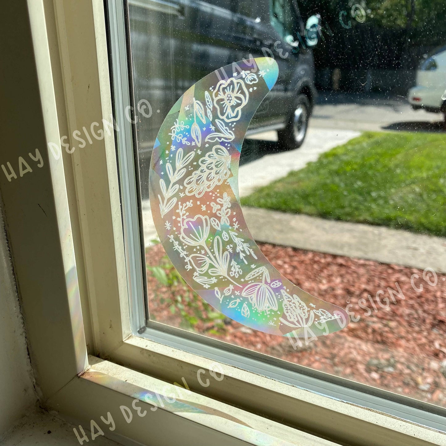 Floral Moon Suncatcher | Moon Suncatcher