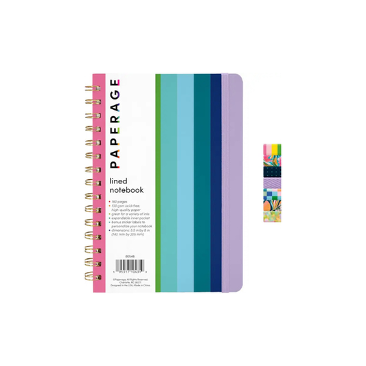 Rainbow Stripe Hardcover Spiral Lined Journal Notebook