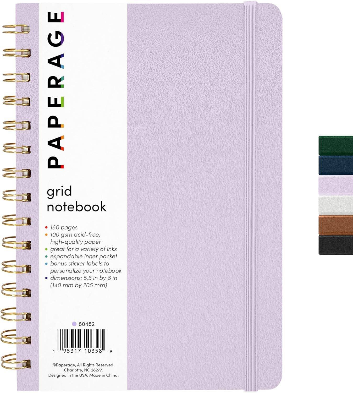 Spiral Bound Hardcover Grid Journal Notebook
