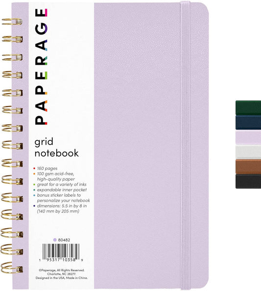 Spiral Bound Hardcover Grid Journal Notebook