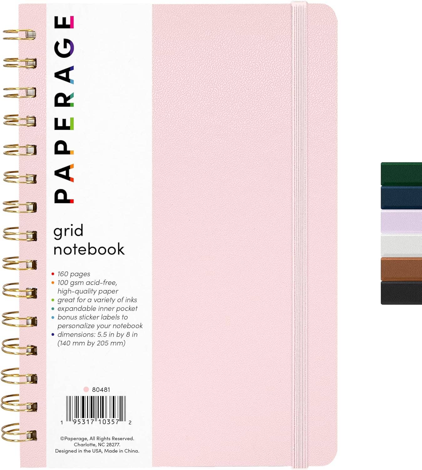 Spiral Bound Hardcover Grid Journal Notebook