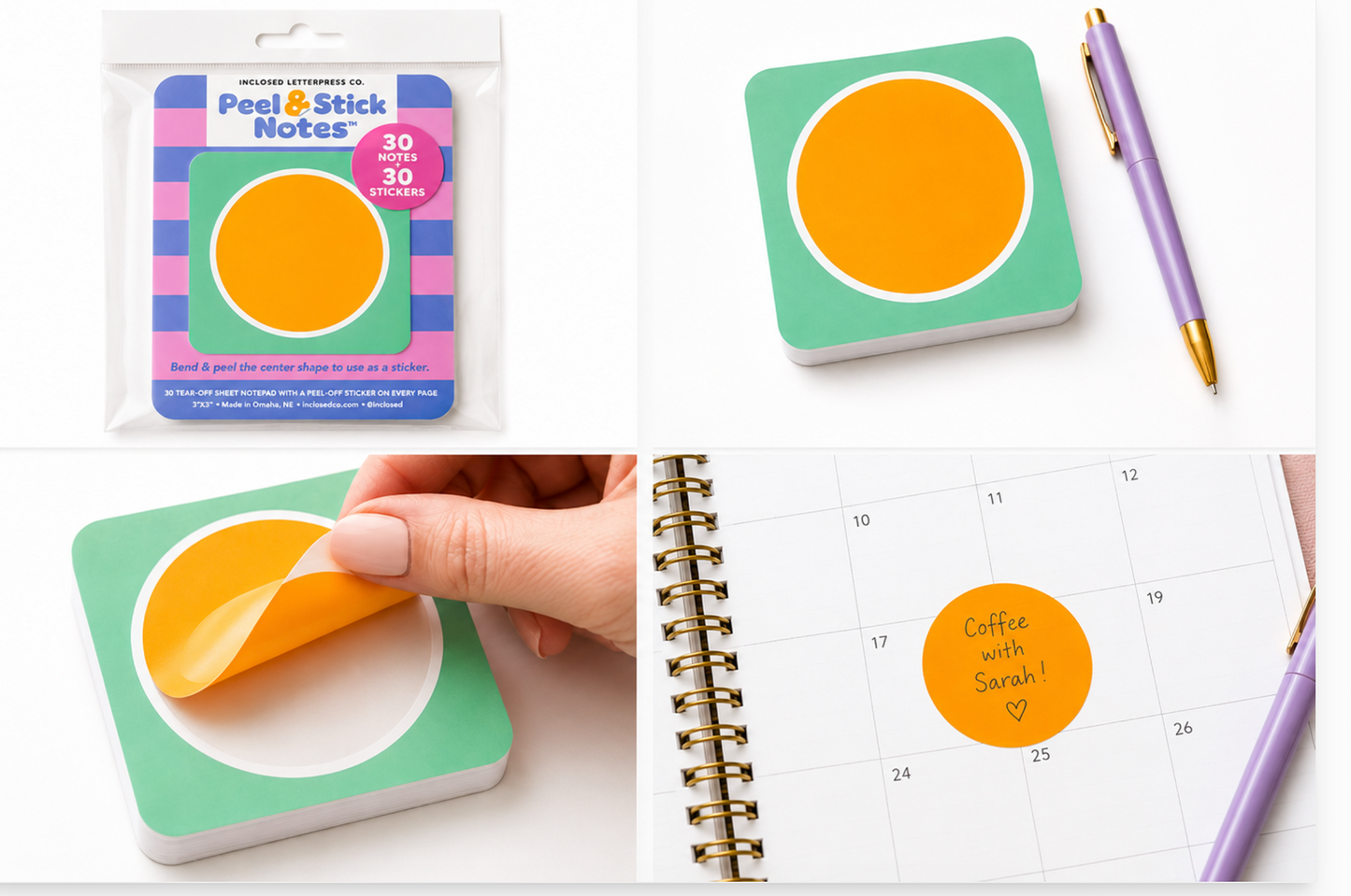 Circle Peel & Stick Notes |  Notepad with Removable Sticker