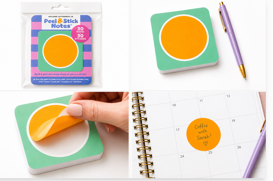 Circle Peel & Stick Notes |  Notepad with Removable Sticker