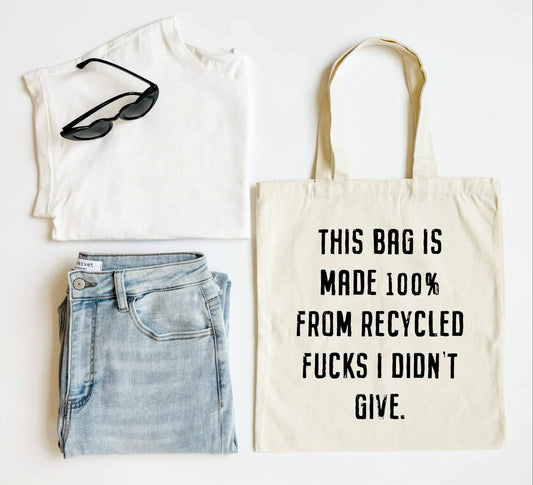 Recycled Fucks Tote Bag Funny Sarcastic Canvas Tote