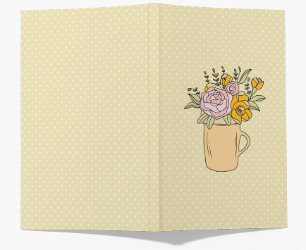 Yellow Polka Dot Floral Tea Bound Notebook