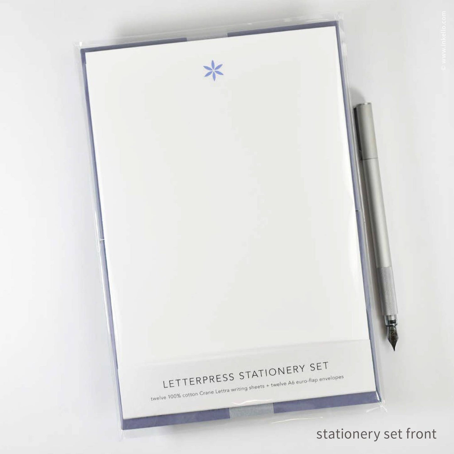 Stationery Set with Little Periwinkle Flower