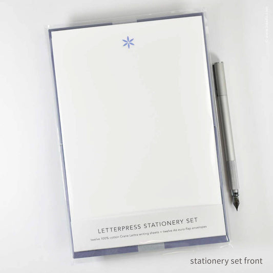 Stationery Set with Little Periwinkle Flower