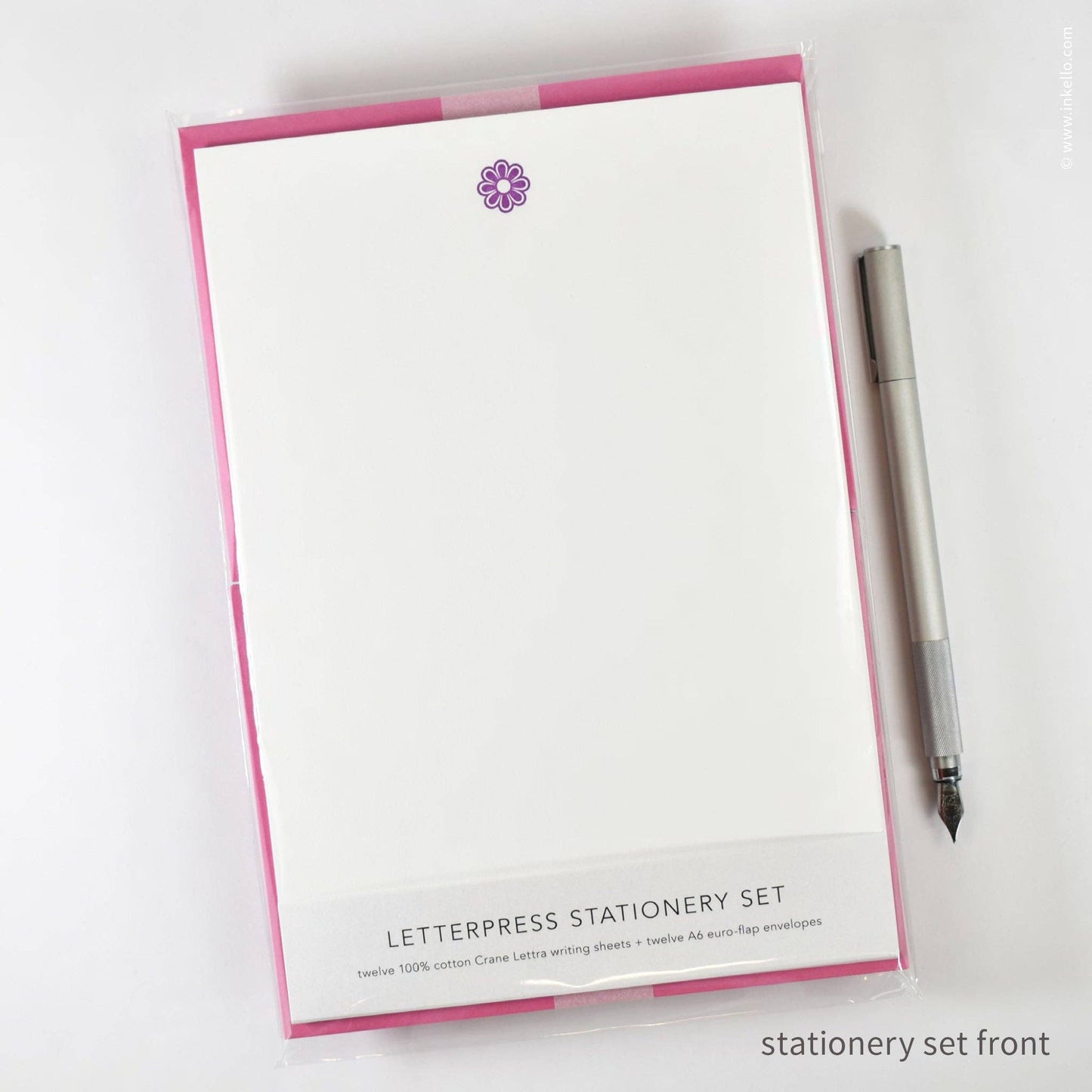 Stationery Set with Purple Flower