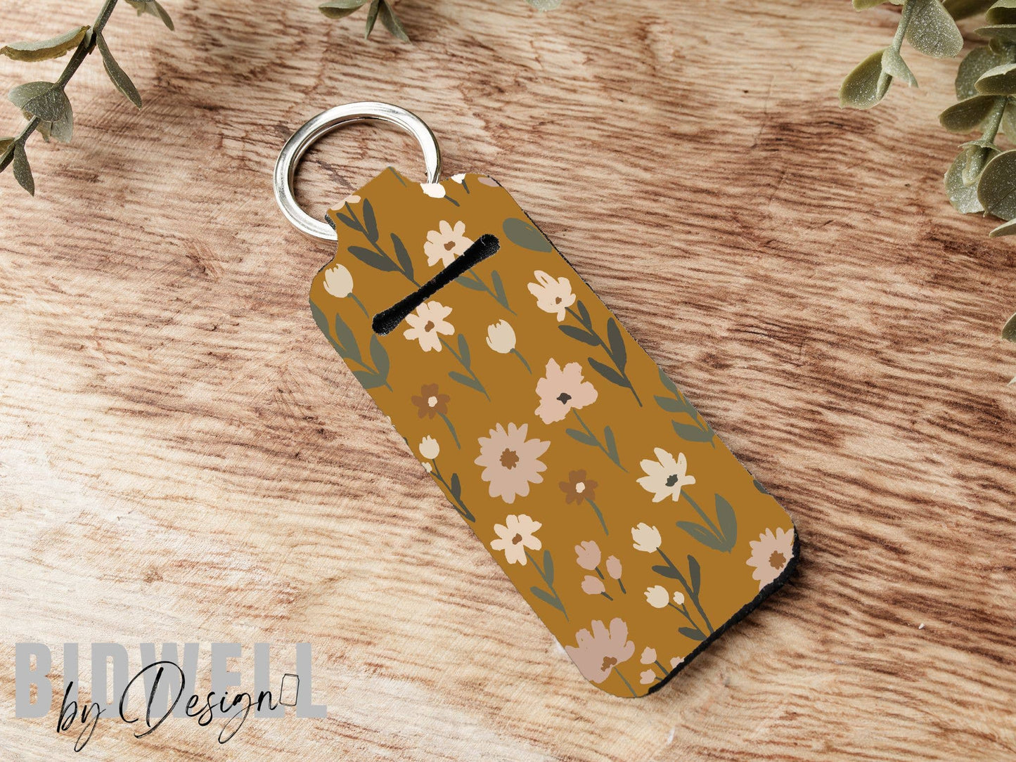 Boho Dainty Floral Chapstick Holder Keychain