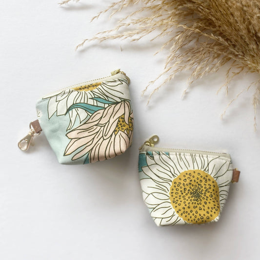 Boho Sunflower Aqua Itty Bitty Boxed Bottom Pouch