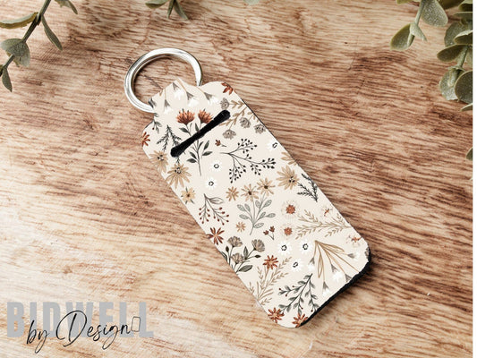 Dainty Floral Chapstick Holder Keychain
