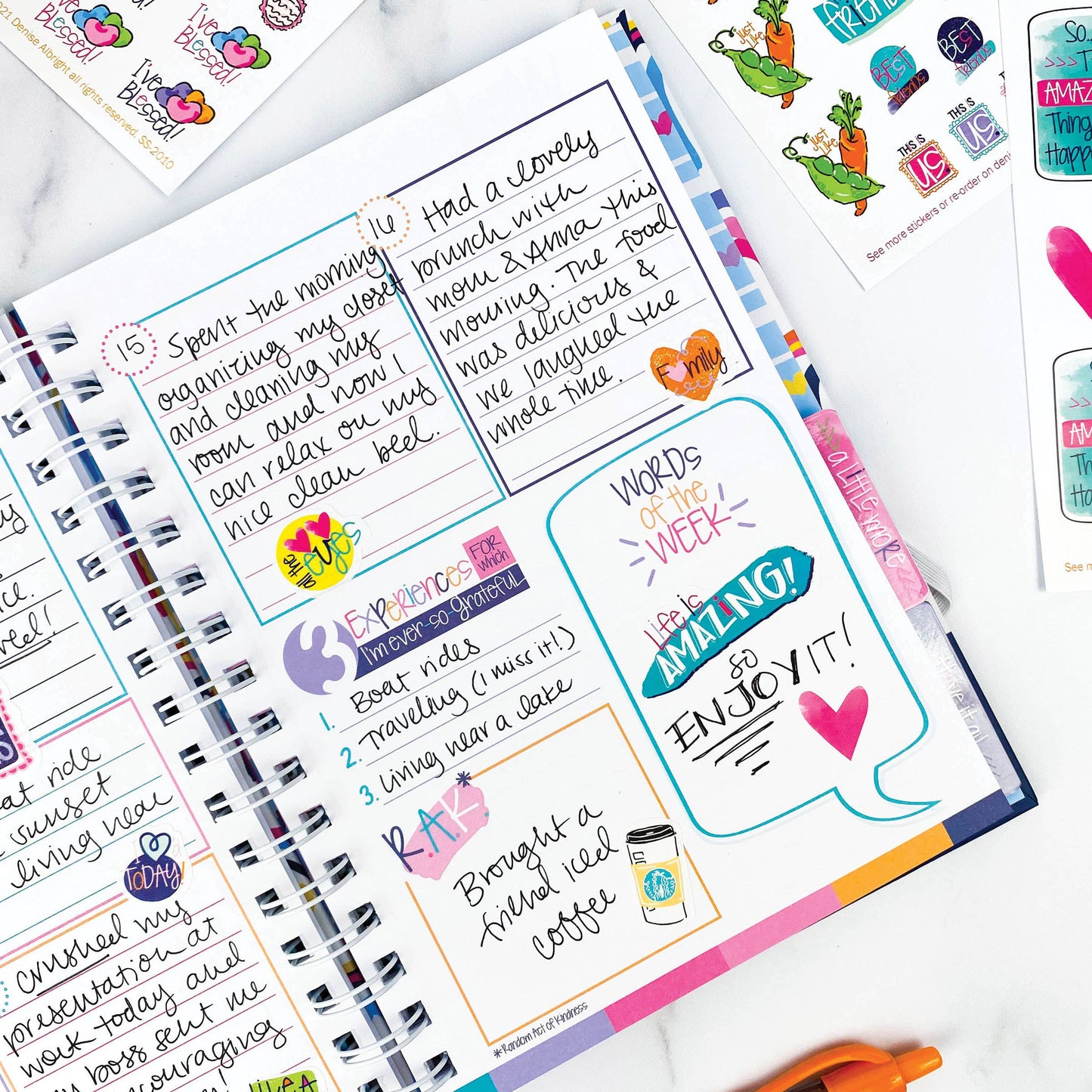 Grateful Heart Stickers for Journaling