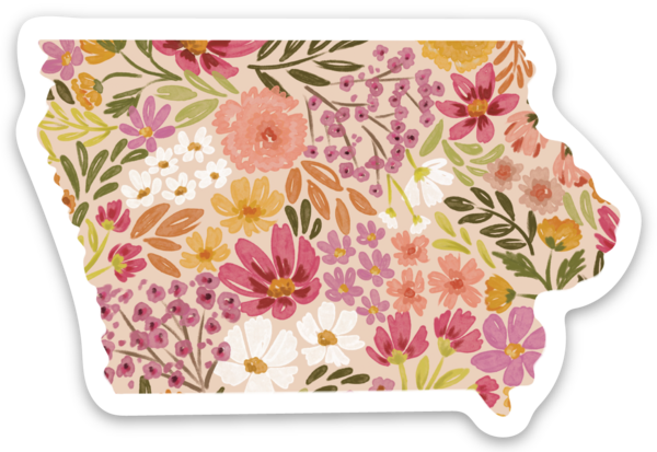 Iowa State Floral Sticker 3x2in.