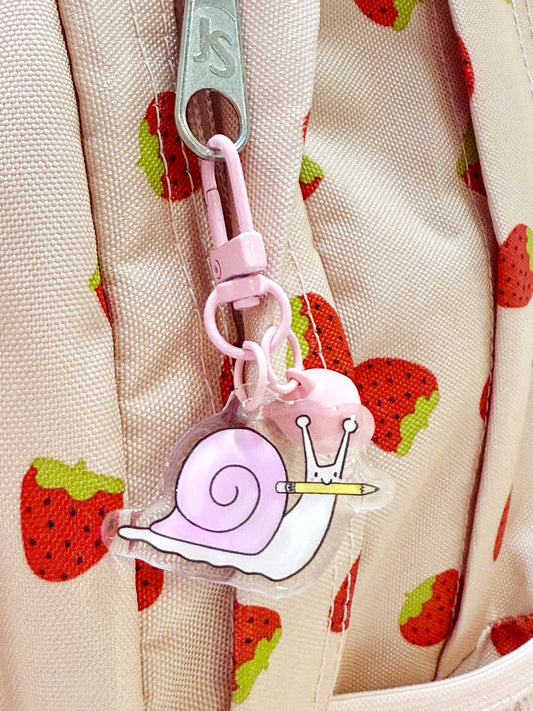 Snail & Pencil Mini Bag Charm