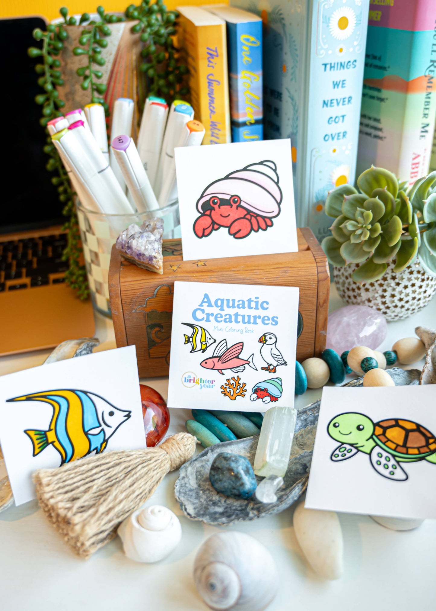 Aquatic Creatures Mini Coloring Book - Ocean Animals & Fish