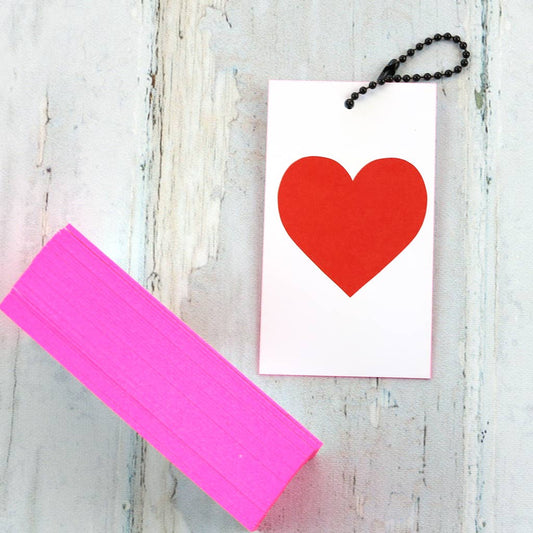 Charm Tag Set - Pink Edge Red Heart